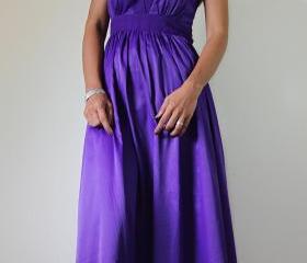 Purple Maxi Dress Classy Elegant Deep V-Shape Sleeveless Gray Formal Long Evening Gown: Keerati My Endless Love Collection