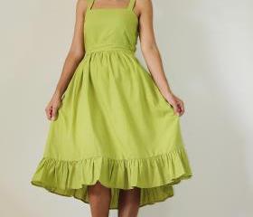 Short green dress Bridesmaid Prom Party Cocktail Cotton Gown: Party Time Collection II