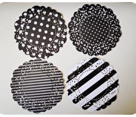 Parisian Lace Doily polka dot & stripe for Scrap booking or card making / pack