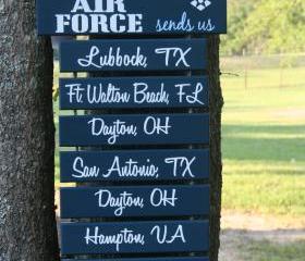 3 Duty Stations 'Home is where the Marine Corps, Army, Navy, Coast Guard, Air Force sends us' sign