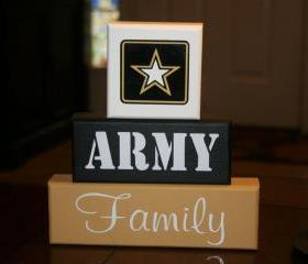 ARMY Family Blocks Military Decor Shelf Sitter