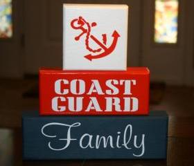 Coast Guard Military Family Blocks Shelf Sitter