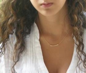 The Original Golden Bar -Very Elegant and Delicate Necklace - balance bar tube By SimaGilady