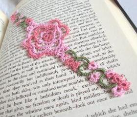 Pink Rose Lace Bookmark