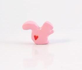 Light Pink Squirrel Figurine with Red Hearts