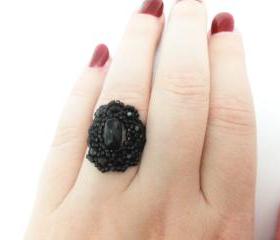 Gothic Ring Black Ring Black Jewelry Gothic Jewelry Victorian Style Jewelry Size 7
