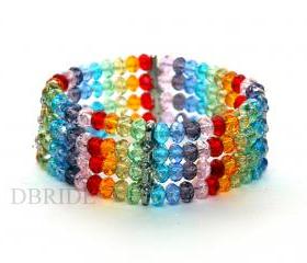 15% OFF Rainbow Beaded Bracelet - Multi strand bracelet - Colorful Bracelet