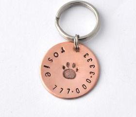 Small pet id tags copper with paw print, small dogs, small cats, x-small pets by ZADOO