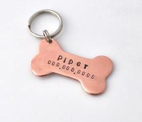 personalized Pet id tag copper dog bone by ZADOO