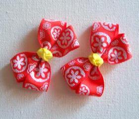 Mini Boutique Bow Pair - Orange, White, Yellow