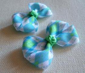 Mini Boutique Argyle Bow Pair - Blue, Green, White