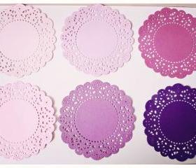 Parisian Lace Doily purples for Scrap booking or card making / pack 