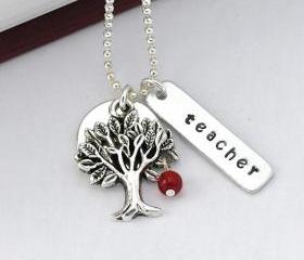 Teacher necklace, apple tree necklace, teacher appreciation necklace by ZADOO