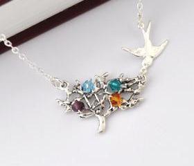 Family tree Necklace Personalized birth stone necklace mother necklace by ZADOO