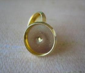 10PCS - Unplated Gold Post Earring Blanks with Glass Domes - 5 Pairs - 12mm - Jewelry Findings by ZARDENIA