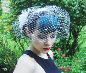 Birdcage veil. Ivory Dotty.
