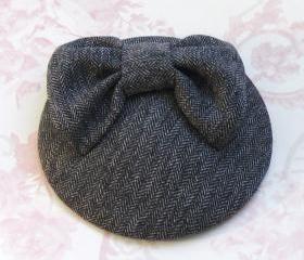 Grey Bow Cocktail Hat.