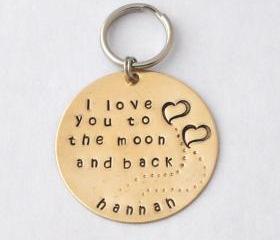 GIFT Key chain- I love you to the moon and back custom gift personalized key ring mother's day gifts, gift for lover by ZADOO