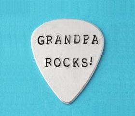 Guitar Pick, Personalized Guitar Pick Hand Stamped, custom Guitar Pick, father's day gifts, grandpa rocks, I pick you
