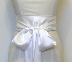 Ivory bridal satin sash.