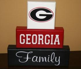 UGA Georgia Family Blocks GA Bulldogs Hand Painted 