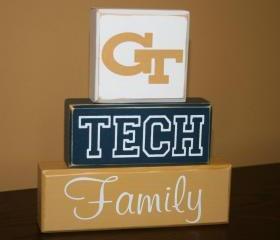 GT Georgia Tech Blocks Ready to Ship Hand Painted