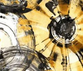 Modern Abstract Original Art -- Abstract Expressionism -- Contemporary Abstract Paintings - Black and Gold Rhythm - 1083.052012
