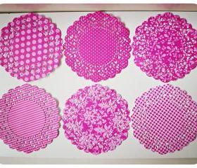 Parisian Lace Doily Raspberry Fizz for Scrap booking or card making / pack