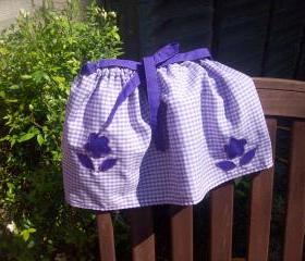 Baby girls purple gingham skirt, slippers, knickers/pant set