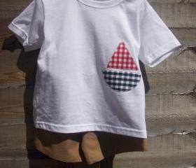 Boys sailboat applique t-shirt and shorts set
