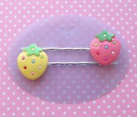 Spotty Strawberry Hair Clips