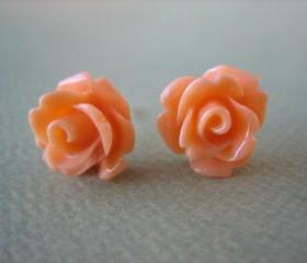 Adorable Mini Rose Earrings - Creamsicle - Jewelry by FIVE