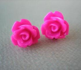 Adorable Mini Rose Earrings - Honeysuckle - Jewelry by FIVE