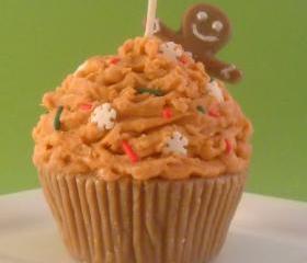 Gingerbread Man Christmas Cupcake Candle Made with soy wax
