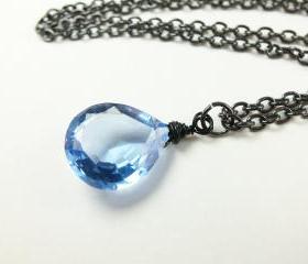 Tanzanite Blue Necklace - Quartz Jewelry - Dark Silver Jewelry - Quartz Necklace - Gemstone Jewelry
