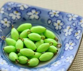 Vintage Lime Green Plastic Beads with Loops