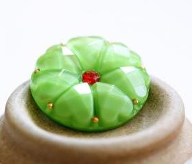 Czech Glass Buttons in Bright Lime Green