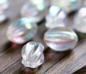 Vintage Crystal AB Melon Lucite Beads