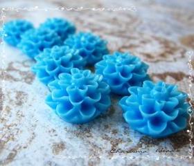 6 Resin Chrysanthemum Flower Cabochons Accessory 15x8mm
