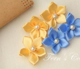 Satin Ribbon Flower Appliques - 10 PCS