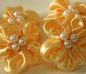 Handmade Satin Ribbon Flowers - Available in different colour - Wedding Decoration - 10 pcs 
