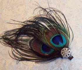 Double Peacock Fascinator