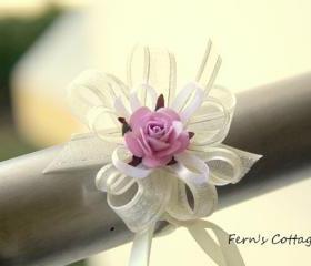 Wedding Hand Wrist Corsage Set - Mulberry Paper Rose Wedding Hand Wrist - 5 pcs