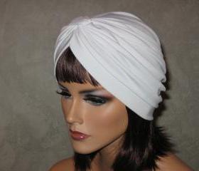Made to Order, Handmade Banded Single Knot Turban -White