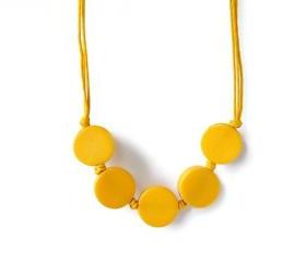 Yellow Necklace with Resin Beads on a Waxed Cotton Cord. Hand Knotted Beaded Necklace in Bright Yellow. 