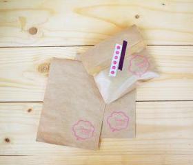 Kraft Paper Bag, Hand Stamped, "Thank you" set of 25