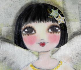 Winter Angel 8x10 ORIGINAL mixed media painting