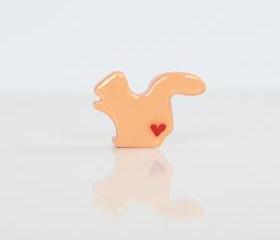 Light Orange Squirrel Figurine with Red Hearts 