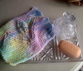Pastel Multi Tulip Design Cotton Wash Cloth - Excellent for Gentle Exfoliation