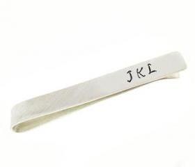 Initial Tie Bar Men Tie Clip Personalized Groomsman Gift for him Father Keepsake